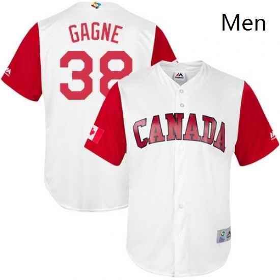 Mens Canada Baseball Majestic 38 Eric Gagne White 2017 World Baseball Classic Replica Team Jersey